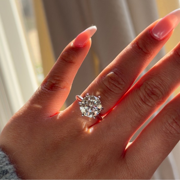 5ct big round Moissanite VVS1 D promises ring